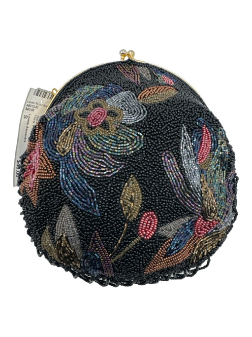 Lauren Alexandra Black & Multi Beaded Shoulder Bag Floral Fringe Chain Strap Bag Black & Multi / S