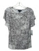 St John Size Small Gray Print Rayon Blend Cap Sleeve T Shirt Top Gray Print / Small