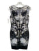 Escada Size 36 Gray & Black Silk Round Neck Sleeveless Tree Print Sheath Dress Gray & Black / 36