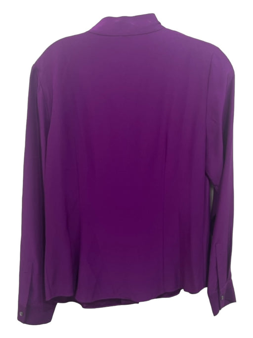 Lafayette 148 Size 6 Purple Silk Collared Button Up Long Sleeve Paneled Top Purple / 6