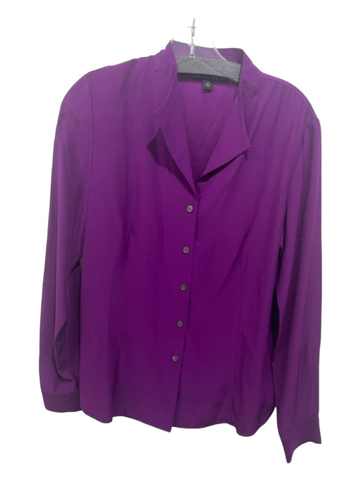 Lafayette 148 Size 6 Purple Silk Collared Button Up Long Sleeve Paneled Top Purple / 6