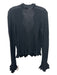 LPA Size L Black Cotton Blend Open Knit Button Up Ruffle Detail Sweater Black / L
