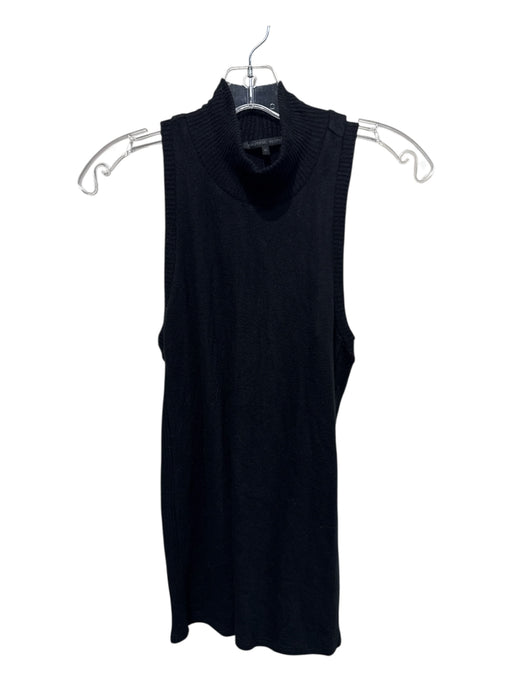 Beautiful People Size M Black Tencel Sleeveless Ribbed Neck Mock Neck Top Black / M