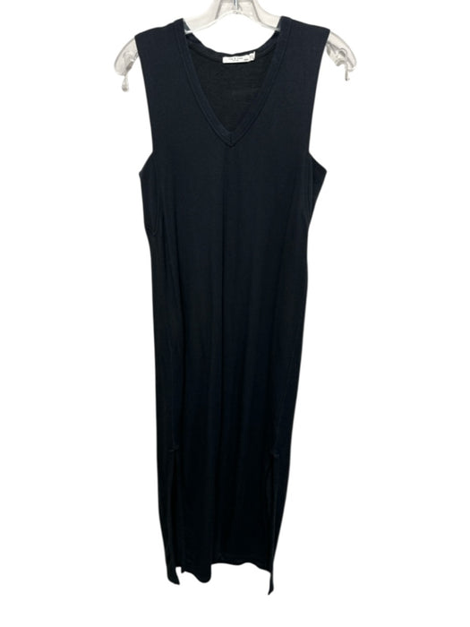 Rag & Bone Size XS Black Cotton Sleeveless V Neck Side Slit Below knee Dress Black / XS