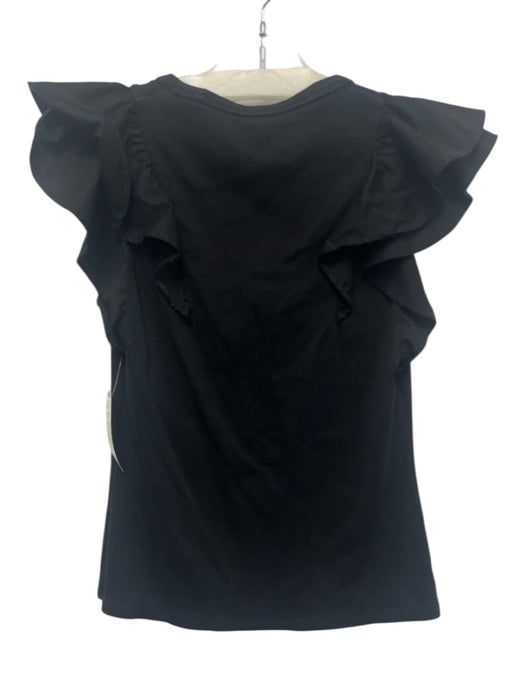 Veronica Beard Jeans Size S Black Pima Cotton Blend Ribbed Knit V Neck Top Black / S