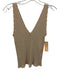 Twinset Size M Sand Beige Viscose Blend Ribbed Knit Sleeveless Wavy Edge Top Sand Beige / M