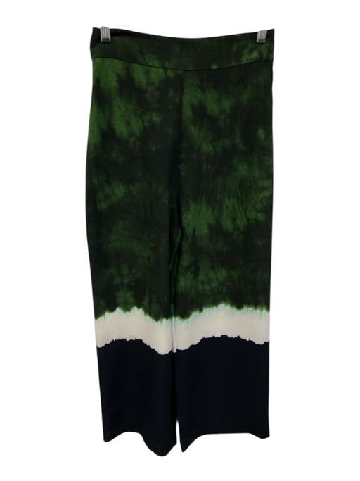 Maje Size 1 Green, White & Black Polyester Dip Dye Side Zip High Waist Pants Green, White & Black / 1