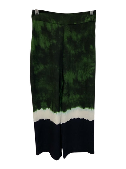 Maje Size 1 Green, White & Black Polyester Dip Dye Side Zip High Waist Pants Green, White & Black / 1