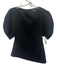 Zara Size M Black Polyester Boat Neck Split Sleeve Asymmetric Hem Back Zip Top Black / M