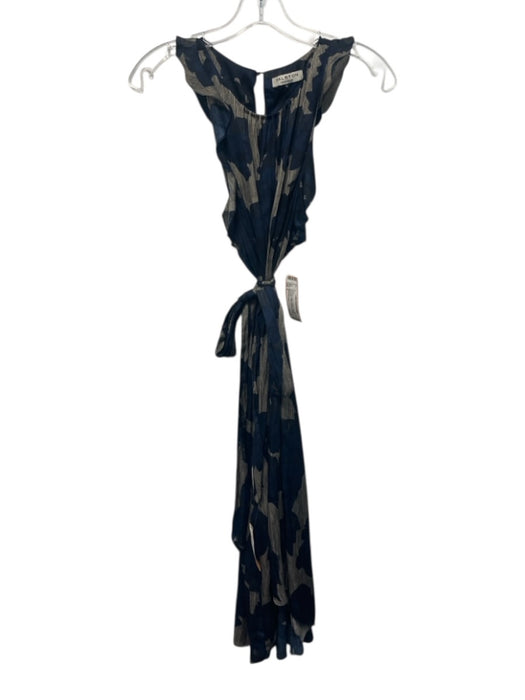 Halston Heritage Size 6 Navy Blue, Beige & Black Polyester Sleeveless Dress Navy Blue, Beige & Black / 6