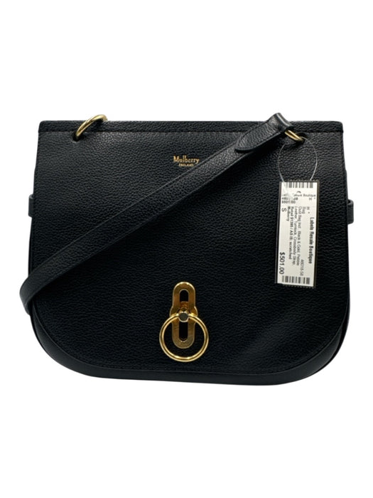 Mulberry Black & Gold Pebble Leather Turnlock Crossbody Strap Bag Black & Gold / S