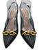 Coach Shoe Size 8.5 Black & Brass Leather Pointed Toe Midi Heel Chain Pumps Black & Brass / 8.5