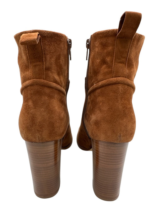 Cosmoparis Shoe Size 39 Brown Suede leather Stacked High Heel Piping Booties Brown / 39