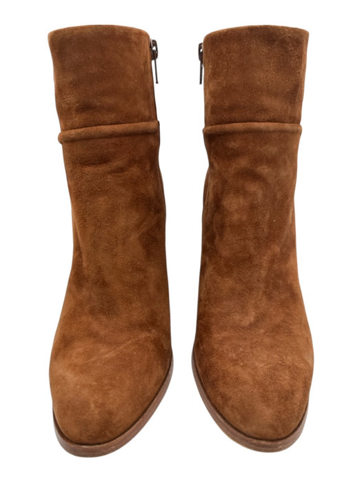 Cosmoparis Shoe Size 39 Brown Suede leather Stacked High Heel Piping Booties Brown / 39