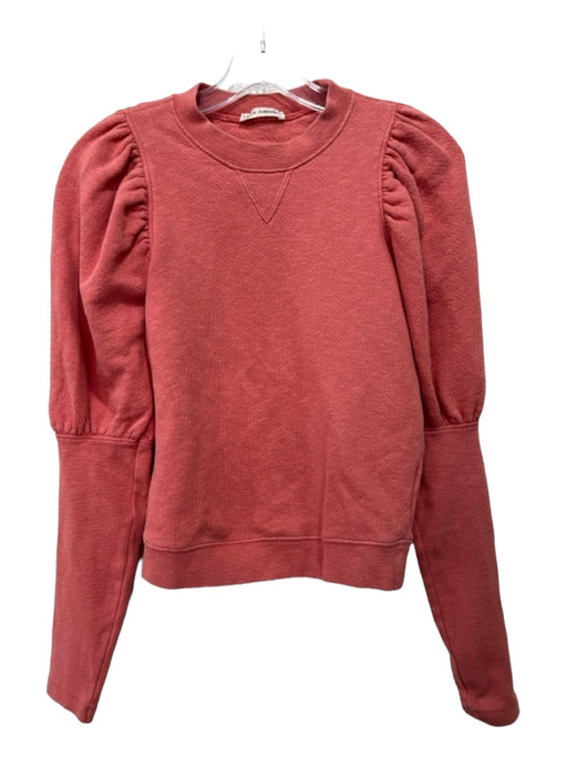 Ulla Johnson Size S Red Cotton Knit Puff Long Sleeve Crew Neck Sweater Red / S