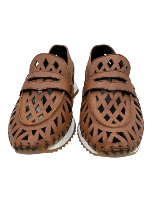 Goccia Shoe Size 37 Brown & White Leather Perforated Platform Sneaker Loafers Brown & White / 37