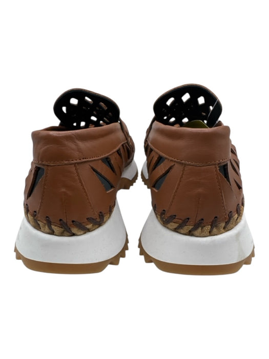 Goccia Shoe Size 37 Brown & White Leather Perforated Platform Sneaker Loafers Brown & White / 37