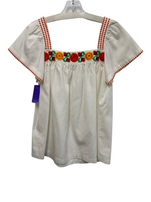 Ann Mashburn Size XS White, red & orange Cotton Embroidered Flowers Top White, red & orange / XS