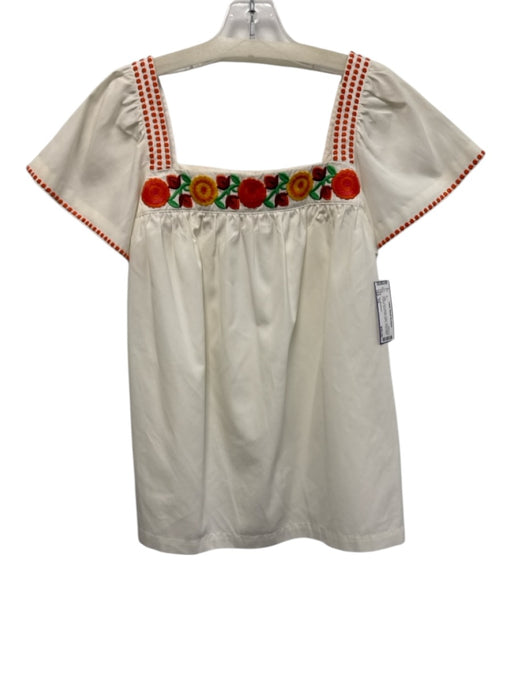 Ann Mashburn Size XS White, red & orange Cotton Embroidered Flowers Top White, red & orange / XS