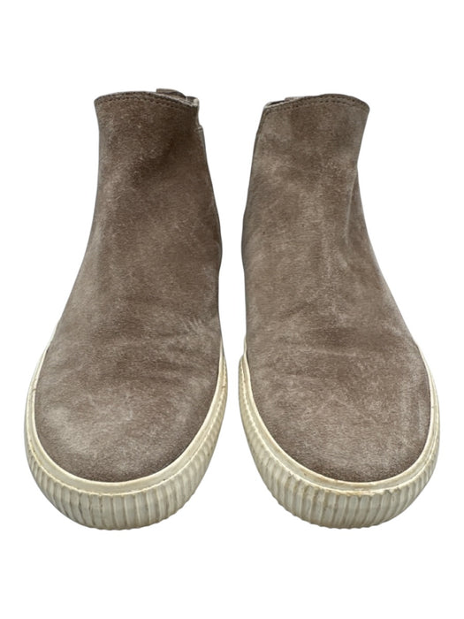 Vince Shoe Size 7 Taupe Gray Leather Suede Round Toe Elastic Sneakers Taupe Gray / 7