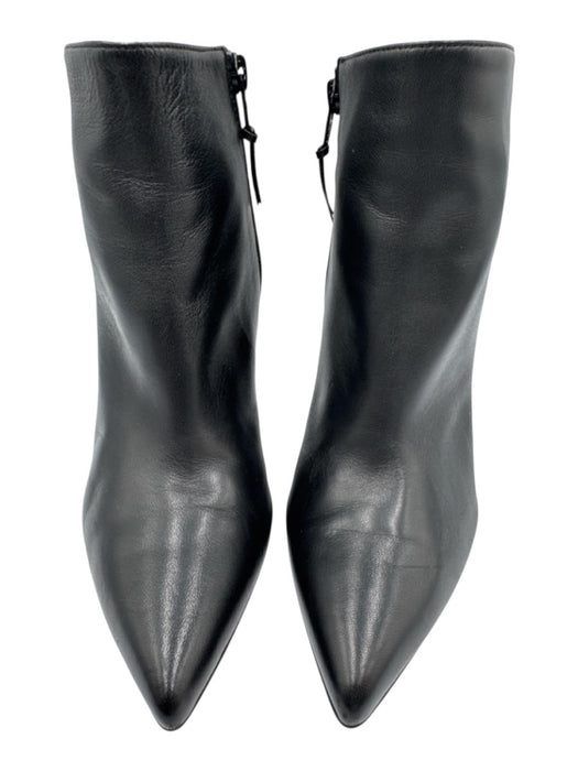 Stuart Weitzman Shoe Size 7.5 Black Leather Pointed Toe Side Zip Booties Black / 7.5