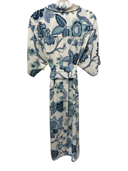 Cara Cara Size XS/S cream, blue, multi Polyester Button Up Floral Print Dress cream, blue, multi / XS/S