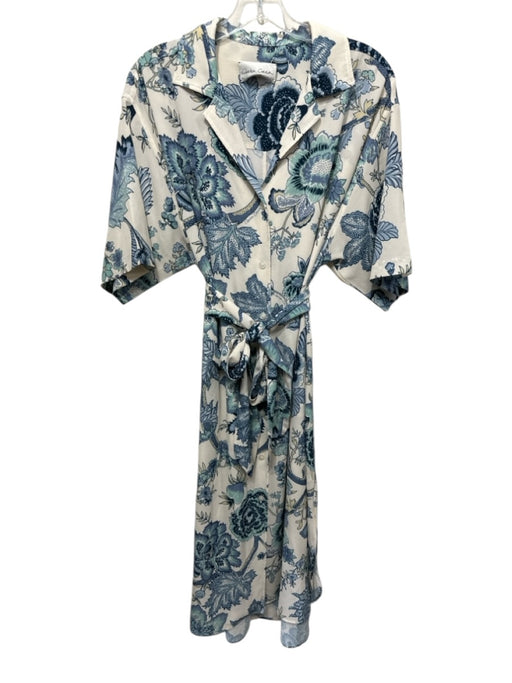 Cara Cara Size XS/S cream, blue, multi Polyester Button Up Floral Print Dress cream, blue, multi / XS/S