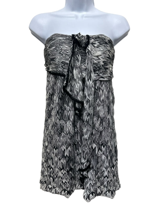 Missoni Size 42 White & Black Rayon Abstract Print Sleeveless Top White & Black / 42