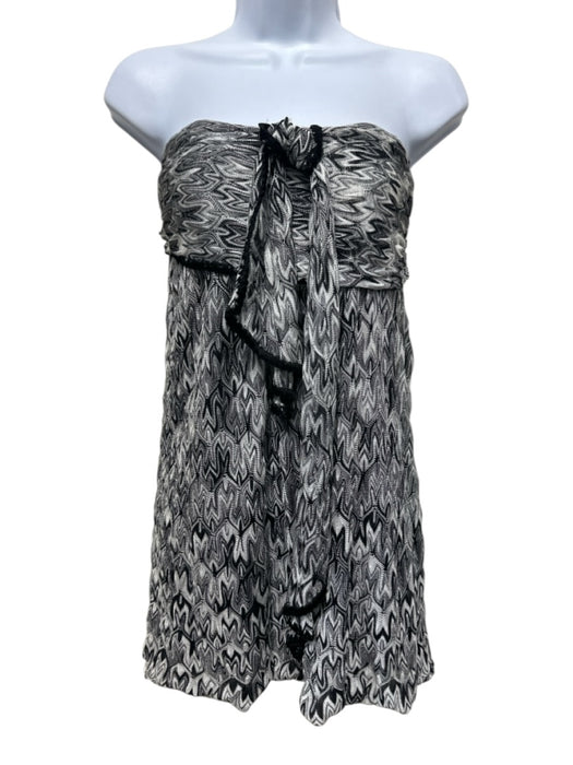 Missoni Size 42 White & Black Rayon Abstract Print Sleeveless Top White & Black / 42