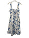 Reformation Size 4 Blue & White Linen Sleeveless Floral Criss Cross Dress Blue & White / 4