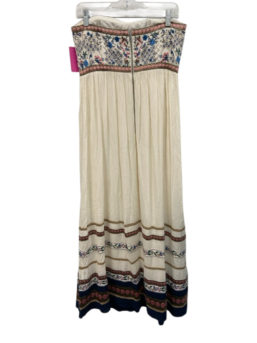 Alice + Olivia Size 10 Cream & Multi Viscose Strapless Floral Embroidery Dress Cream & Multi / 10