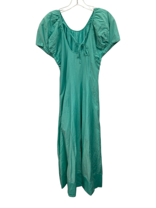 Nicholas Size 4 Mint Green Cotton & Silk Short Puff Sleeve Tie Back Maxi Dress Mint Green / 4