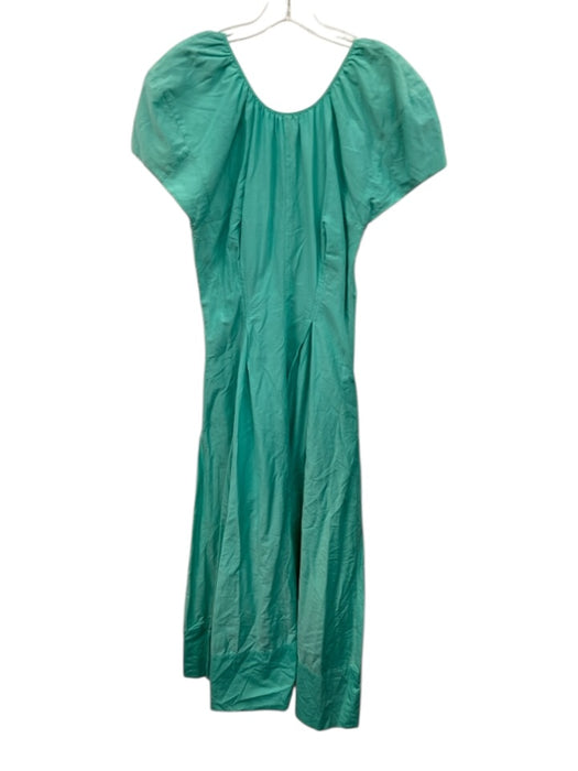 Nicholas Size 4 Mint Green Cotton & Silk Short Puff Sleeve Tie Back Maxi Dress Mint Green / 4