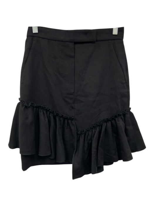 Max Mara Size 6 Black camel wool Asymmetric Ruffle Zip & Hook Above Knee Skirt Black / 6