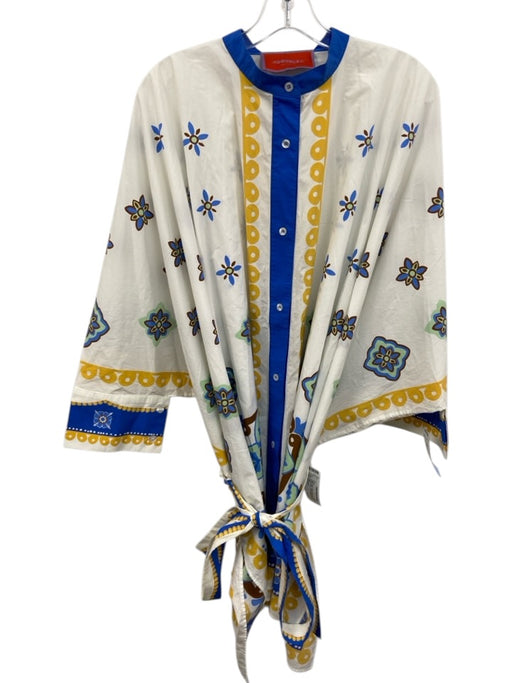 La Double J Size M White, Blue, Yellow Cotton tile motif Button Down Tunic Dress White, Blue, Yellow / M