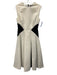 Lela Rose Size 8 Cream & Black Cotton Blend Dotted Pleated Faux Pearl Midi Dress Cream & Black / 8