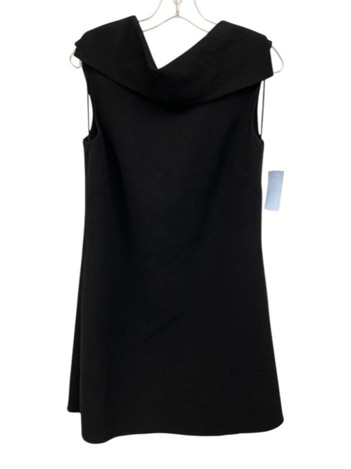Oscar de la Renta Size 6 Black Wool Blend foldover collar Sleeveless Dress Black / 6