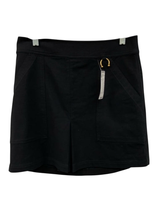 A.L.C. Size 6 Black Cotton Blend Back Zip Gold Hardware Mini Pockets Skirt Black / 6
