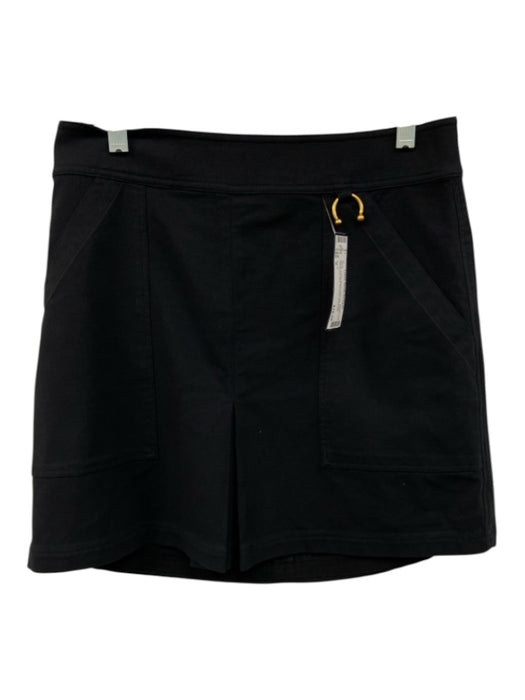 A.L.C. Size 6 Black Cotton Blend Back Zip Gold Hardware Mini Pockets Skirt Black / 6