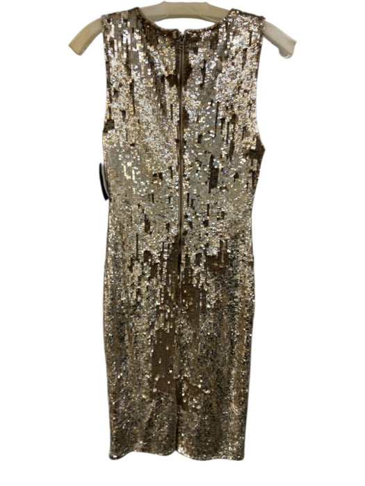 Alice & Olivia Size Est S Gold & Multi Nylon Sleeveless Back Zip Midi Dress Gold & Multi / Est S
