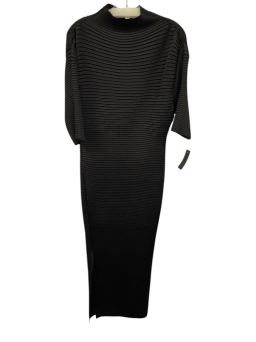 Rosetta Getty Size S Black Recycled Polyester Pleated Maxi Short Sleeve Dress Black / S