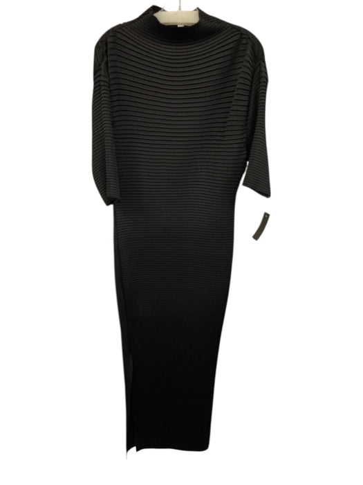 Rosetta Getty Size S Black Recycled Polyester Pleated Maxi Short Sleeve Dress Black / S