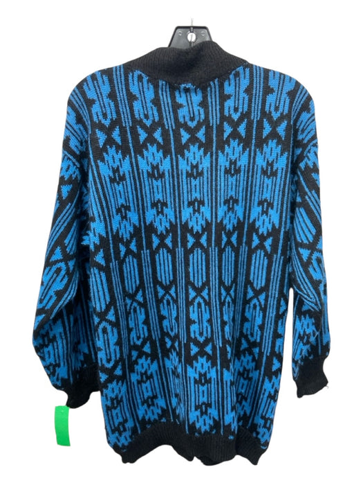 Millma Size S Blue & Black Wool Button Up Geo Print Cardigan Sweater Blue & Black / S