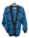 Millma Size S Blue & Black Wool Button Up Geo Print Cardigan Sweater Blue & Black / S