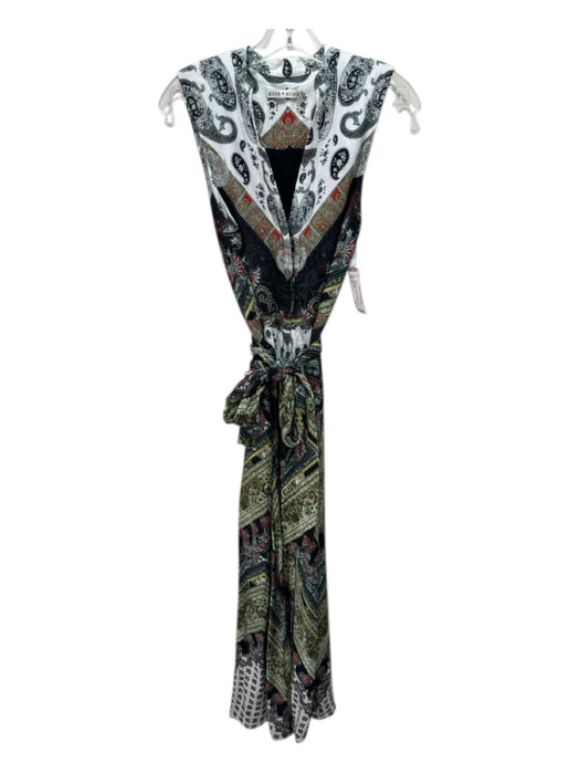 Alice & Olivia Size 6 Black, White & Multi Polyester Sleeveless Button Up Dress Black, White & Multi / 6