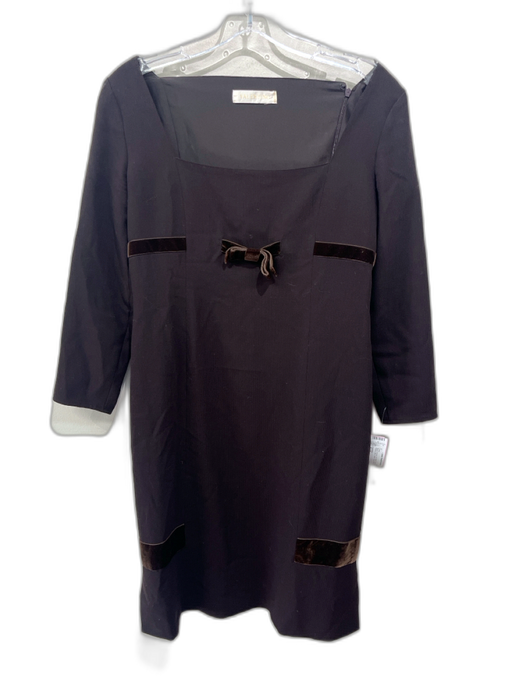 Valentino Size S / 6 Black & Brown No Fabric Tag Velvet Ribbon Bow Detail Dress Black & Brown / S / 6