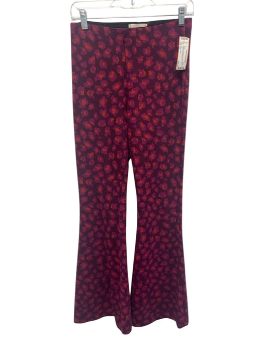 Anthropologie Size XS Magenta Polyester & Viscose Elastic Waist Flare Pants Magenta / XS