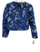 7 For All Mankind Size L Blue & White Cotton Zip Front Quilted Floral Jacket Blue & White / L
