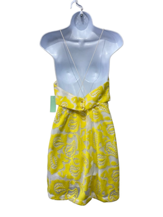 Maeve by ANTHROPOLGIE Size 6 White & yellow Polyester Botanical Embroidery Dress White & yellow / 6