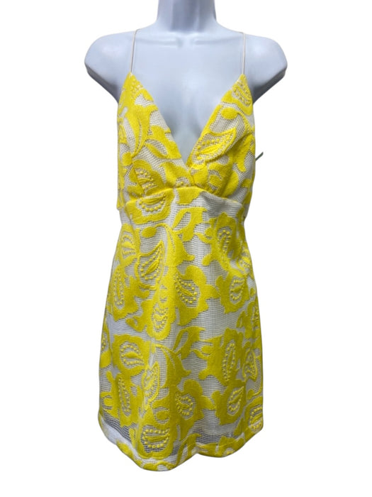 Maeve by ANTHROPOLGIE Size 6 White & yellow Polyester Botanical Embroidery Dress White & yellow / 6